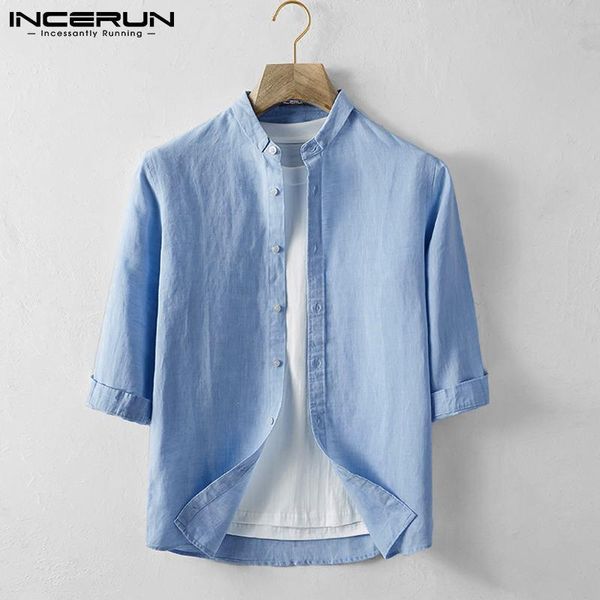 men's casual shirts incerun solid color men shirt cotton stand collar 3/4 sleeve button harajuku streetwear 2021 camisa masculina s-3x, White;black
men's casual shirts incerun solid color men shirt cotton stand collar 3/4 sleeve button harajuku streetwear 2021 camisa masculina s-3x, White;black