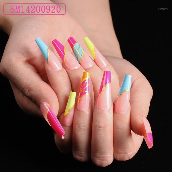 24pcs/set detachable long coffin fake nails rainbow nail full art salon dupplies and toolses tools women false1, Red;gold
24pcs/set detachable long coffin fake nails rainbow nail full art salon dupplies and toolses tools women false1, Red;gold