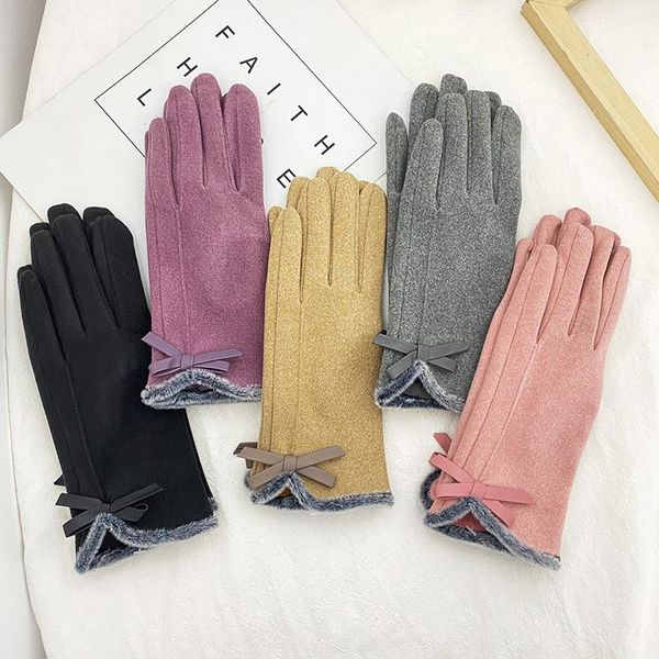 sports gloves simple women's autumn winter plus wool warm and windproof mittens cycling driving touch screen bow velvet wrist, Black
sports gloves simple women's autumn winter plus wool warm and windproof mittens cycling driving touch screen bow velvet wrist, Black