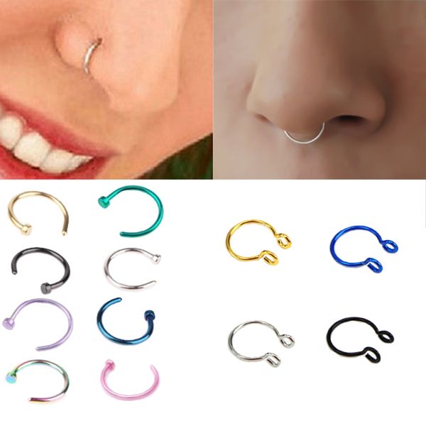 

1pcs u shaped fake nose ring hoop septum rings stainless steel nose piercing fake piercing oreja pircing jewelry, Silver