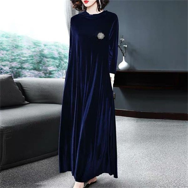 casual dresses 2021 winter elegant velour dress with crystal brooch korean vintage long maxi party - 2xl spring & autunm velvet, Black;gray
casual dresses 2021 winter elegant velour dress with crystal brooch korean vintage long maxi party - 2xl spring & autunm velvet, Black;gray
