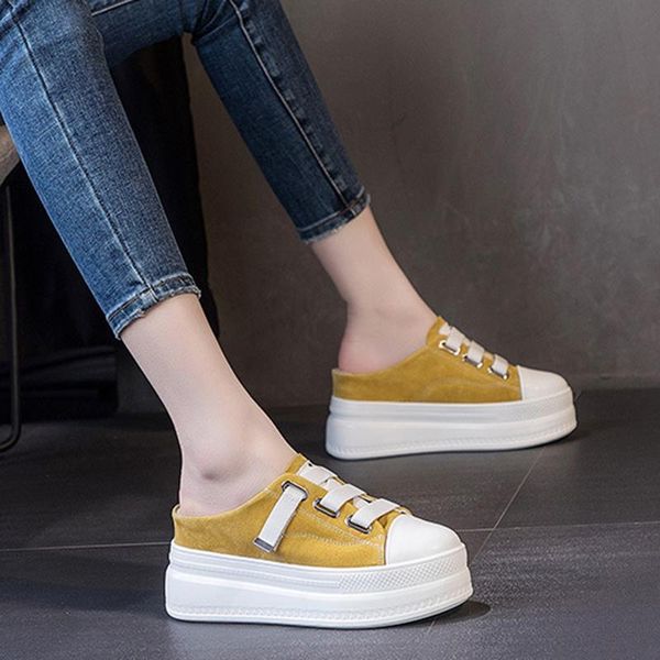 women's high heels slippers genuine leather casual candy color female half shoes 2021 summer women non-slip, Black
women's high heels slippers genuine leather casual candy color female half shoes 2021 summer women non-slip, Black