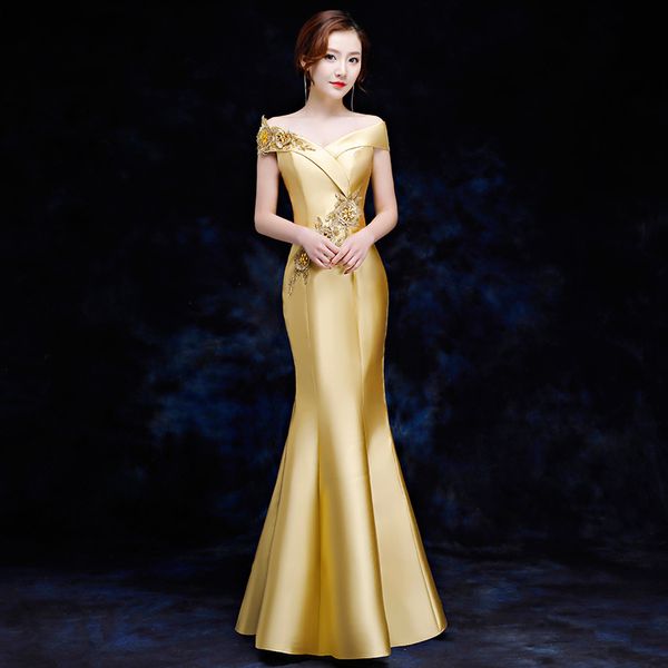 golden evening women's 2021 spring and summer one shoulder fishtail annual meeting host walk show performance drs, Black
golden evening women's 2021 spring and summer one shoulder fishtail annual meeting host walk show performance drs, Black