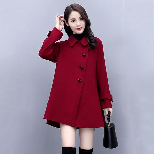 women's wool & blends coat women autumn winter 2021 casual fashion turn-down collar solid color horn button loose woolen, Black
women's wool & blends coat women autumn winter 2021 casual fashion turn-down collar solid color horn button loose woolen, Black