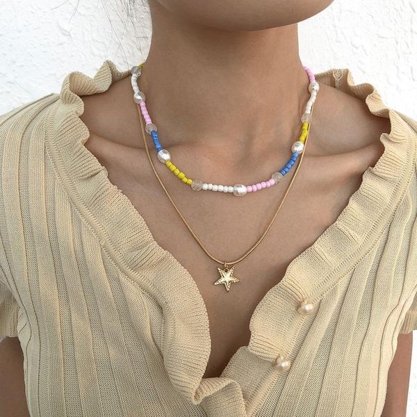 chokers bohemian choker beads necklaces for women 2021 retro jewelry star pendant statement necklace luxury double-layer accessories, Golden;silver
chokers bohemian choker beads necklaces for women 2021 retro jewelry star pendant statement necklace luxury double-layer accessories, Golden;silver