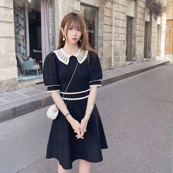 french s family temperament contrast color hollow out doll collar waist closing knitted dress 21 autumn and winter women's sfpro01891, Black;gray
french s family temperament contrast color hollow out doll collar waist closing knitted dress 21 autumn and winter women's sfpro01891, Black;gray