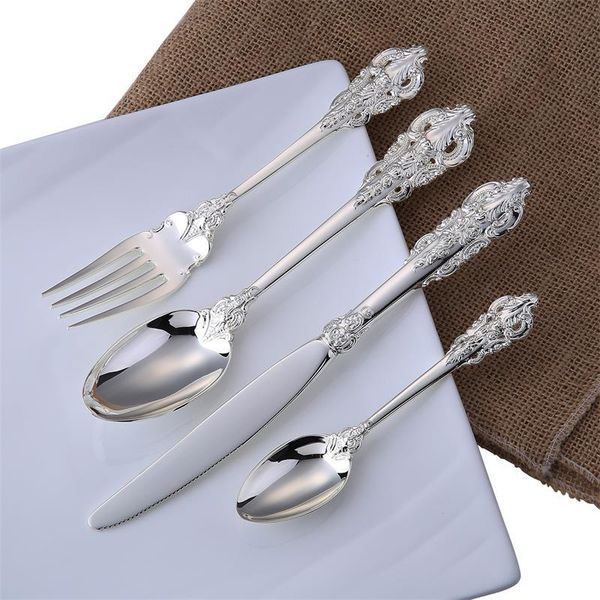 24pcs wedding luxury silver cutlery set silverware dinner fork knife spoon western royal tableware christmas gift bar dinnerware sets
24pcs wedding luxury silver cutlery set silverware dinner fork knife spoon western royal tableware christmas gift bar dinnerware sets