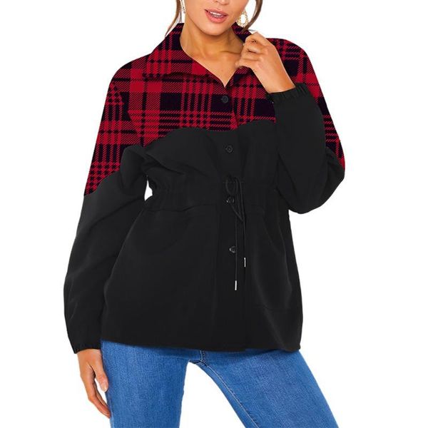 women's jackets women coat casual long sleeve jacket lapel fashion plaid grid print irregular splicing waistband design button decorati, Black;brown
women's jackets women coat casual long sleeve jacket lapel fashion plaid grid print irregular splicing waistband design button decorati, Black;brown