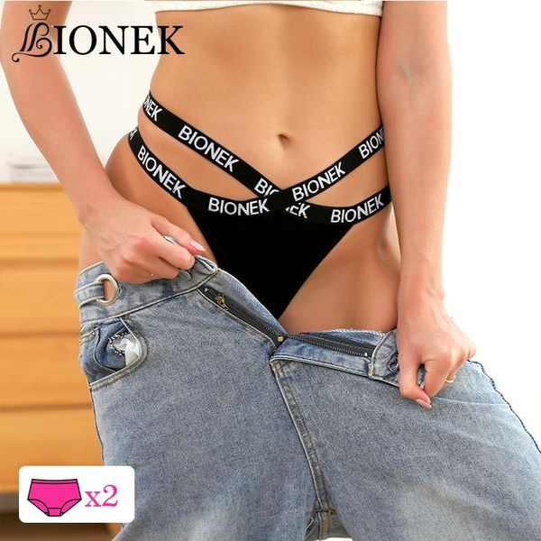 women's panties bionek 2pcs/set thongs women cotton g-string letter bikini underwear girls cross belt low-rise underpants lingerie, Black;pink
women's panties bionek 2pcs/set thongs women cotton g-string letter bikini underwear girls cross belt low-rise underpants lingerie, Black;pink