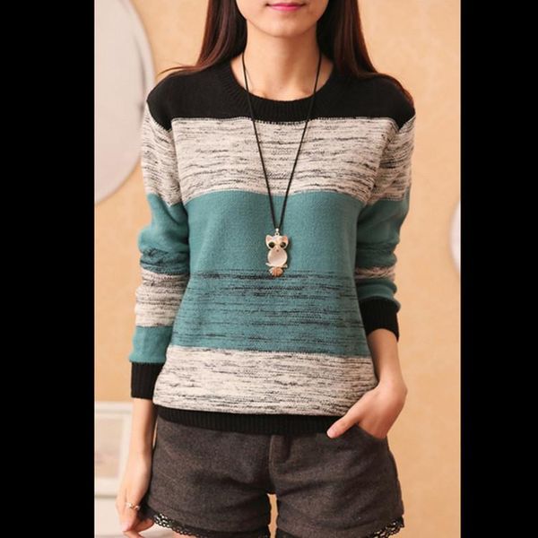 women's sweaters fashion casual o-neck long sleeve patchwork woman sweater autumn winter color block bottom female knit, White;black
women's sweaters fashion casual o-neck long sleeve patchwork woman sweater autumn winter color block bottom female knit, White;black