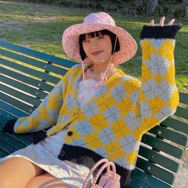 women's knits & tees yellow argyle plaid knitted sweater e-girl fairycore grunge single breasted autumn cardigans women mall goth vinta, White
women's knits & tees yellow argyle plaid knitted sweater e-girl fairycore grunge single breasted autumn cardigans women mall goth vinta, White