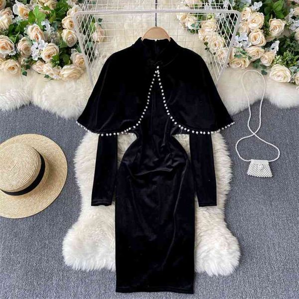temperament chinese style retro velvet cheongsam improved version fashionable two-piece dress female beaded shawl c264 210506, White
temperament chinese style retro velvet cheongsam improved version fashionable two-piece dress female beaded shawl c264 210506, White