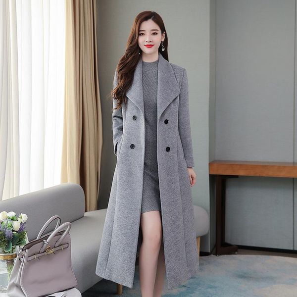 women's wool & blends 2021 winter woolen coat lapel ultra-long slim fit women coats, Black
women's wool & blends 2021 winter woolen coat lapel ultra-long slim fit women coats, Black