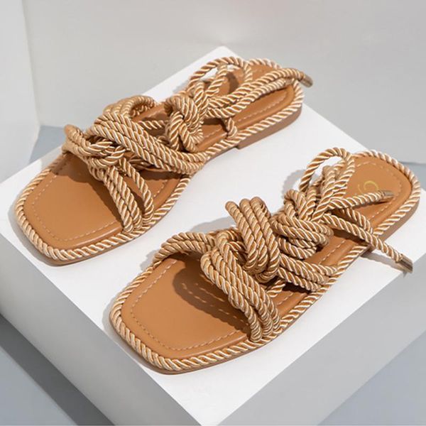 sandals two wear women flat slippers rope upper design casual large size 42 square toe hollow heel woman shoes, Black
sandals two wear women flat slippers rope upper design casual large size 42 square toe hollow heel woman shoes, Black