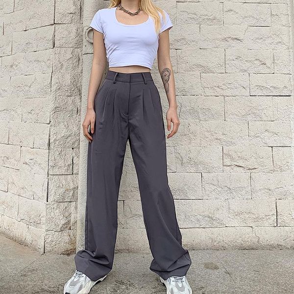 women's pants & capris women straight leg high waist loose formal aesthetic trousers wide female office lady streetwear korean gray gre, Black;white
women's pants & capris women straight leg high waist loose formal aesthetic trousers wide female office lady streetwear korean gray gre, Black;white