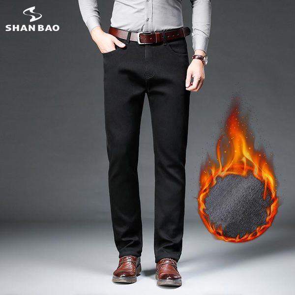 men's jeans shan bao 2021 winter brand fleece thick warm classic style business casual pure black slim straight denim, Blue
men's jeans shan bao 2021 winter brand fleece thick warm classic style business casual pure black slim straight denim, Blue