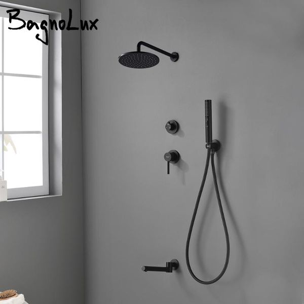 bagnolux brass matte black wall embed mount 3-function concealed shower system 10 inch rain spray bathroom faucet sets
bagnolux brass matte black wall embed mount 3-function concealed shower system 10 inch rain spray bathroom faucet sets