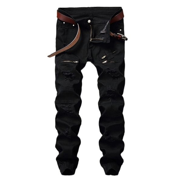 moto & biker jeans men black distressed slim stretch jogging pants for man fake zippers hip hop mens ripped jeans frayed no belt x0621, Blue
moto & biker jeans men black distressed slim stretch jogging pants for man fake zippers hip hop mens ripped jeans frayed no belt x0621, Blue