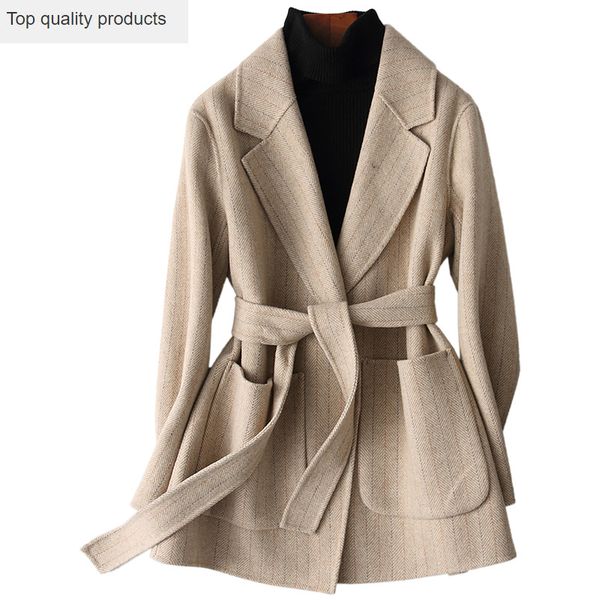 women's wool & blends autumn winter coat women korean 80% woolen coats with belt double sided cashmere jacket female outerwear yq363 q1, Black
women's wool & blends autumn winter coat women korean 80% woolen coats with belt double sided cashmere jacket female outerwear yq363 q1, Black