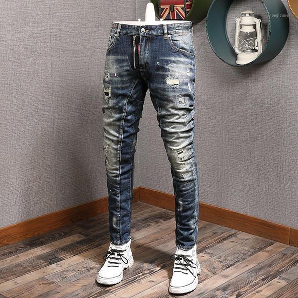 men's jeans mens fashion dots printed blue ripped men zipper decoration slim fit pencil pants casual cotton denim trousers
men's jeans mens fashion dots printed blue ripped men zipper decoration slim fit pencil pants casual cotton denim trousers