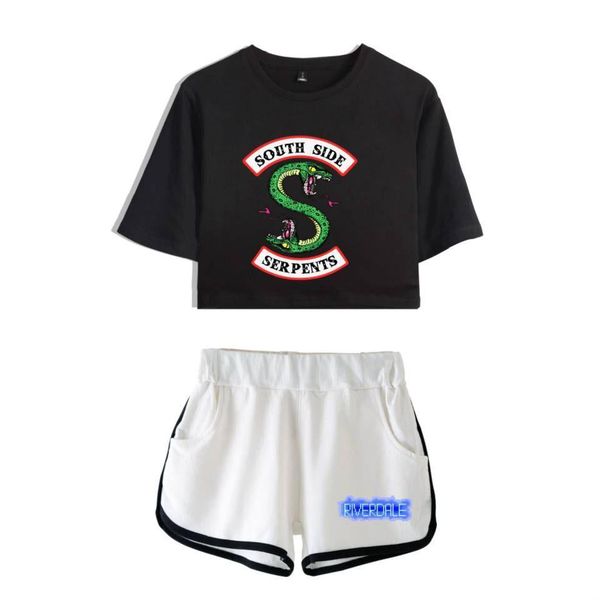 snake print riverdale two piece womens sets cool summer letter shorts south side serpents, White
snake print riverdale two piece womens sets cool summer letter shorts south side serpents, White