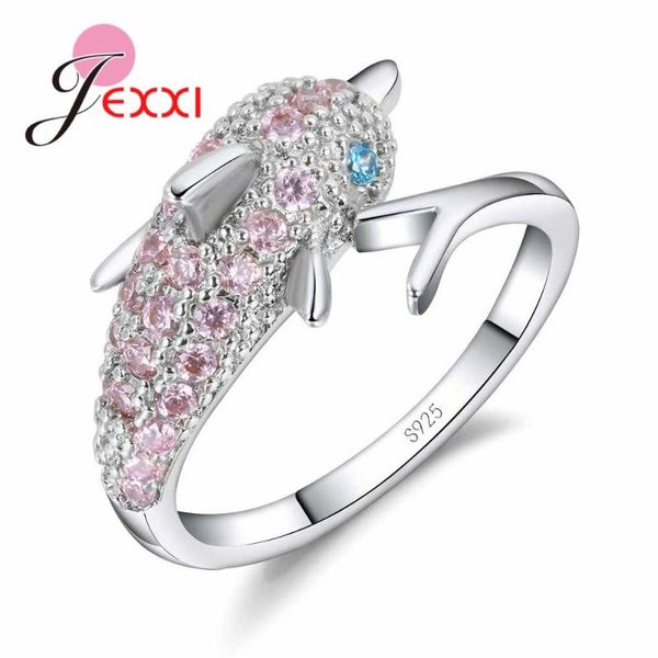 cluster rings lovely silver dolphin ring for women girls with shiny white/pink/blue cz crystal 925 sterling engagement jewelry, Golden;silver
cluster rings lovely silver dolphin ring for women girls with shiny white/pink/blue cz crystal 925 sterling engagement jewelry, Golden;silver