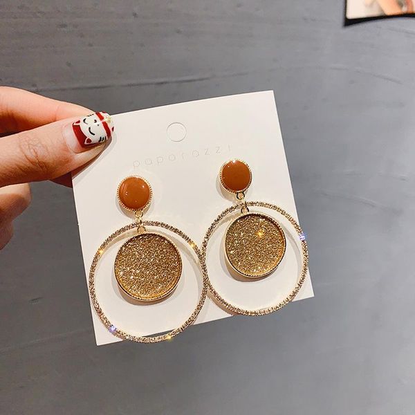dangle & chandelier european and american fashion female simple rhinestones big circle earrings temperament women's jewelry accessories, Silver 
dangle & chandelier european and american fashion female simple rhinestones big circle earrings temperament women's jewelry accessories, Silver