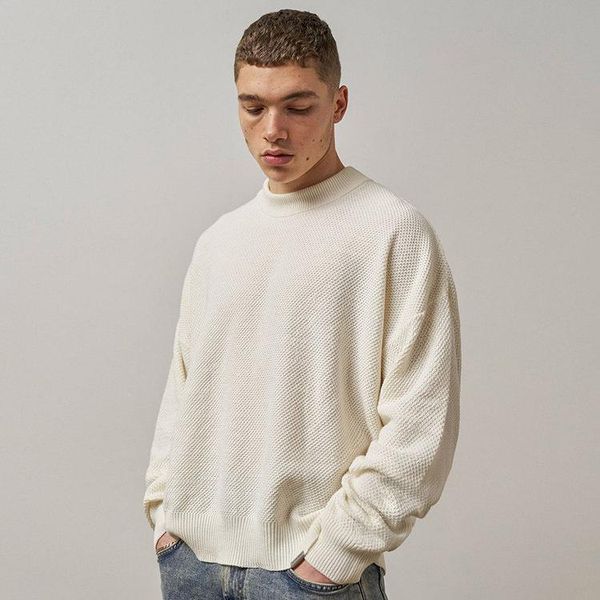 men's sweaters represent solid color retro high street thick thread t-shirt sweater trend loose crew neck autumn winter, White;black
men's sweaters represent solid color retro high street thick thread t-shirt sweater trend loose crew neck autumn winter, White;black