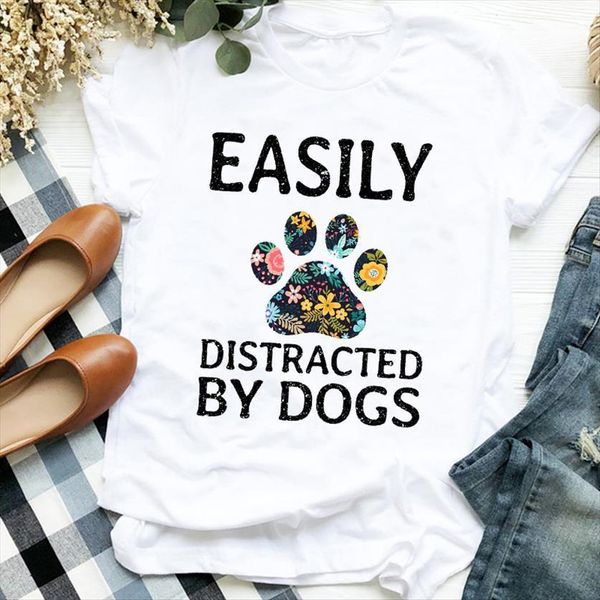 cartoon dog paw floral womens flower pet 90s fashion print clothes female t tee, White
cartoon dog paw floral womens flower pet 90s fashion print clothes female t tee, White