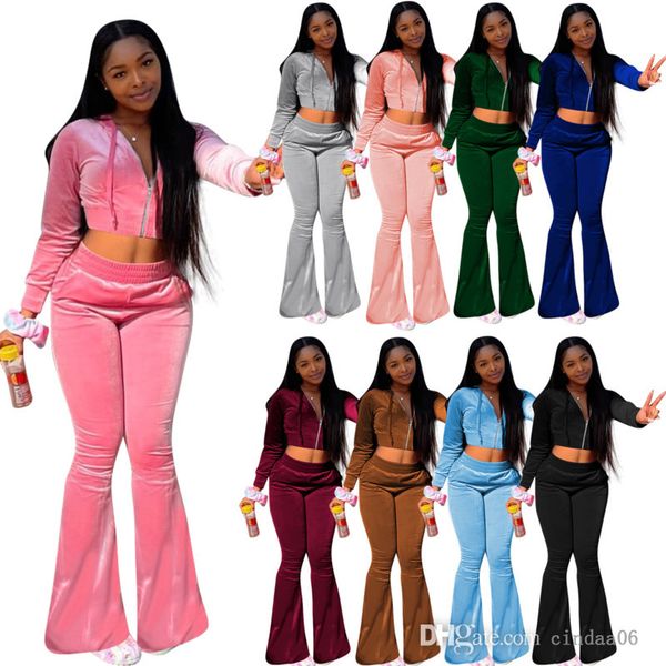 women velvet tracksuits slim long sleeve zipper hoodies jackets flared pants suits fashion autumn winter sport outfits plus size, Gray
women velvet tracksuits slim long sleeve zipper hoodies jackets flared pants suits fashion autumn winter sport outfits plus size, Gray