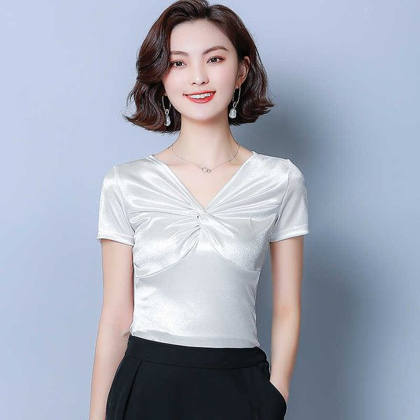 korean silk blouses women v-neck satin blouse shirt plus size solid blusas mujer de moda camisas 210531, White
korean silk blouses women v-neck satin blouse shirt plus size solid blusas mujer de moda camisas 210531, White