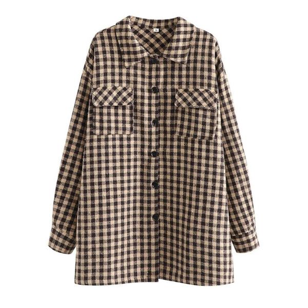 diyig woman 2021 early spring plaid shirt women's niche western style long sleeve korean loose retro jackets, Black;brown
diyig woman 2021 early spring plaid shirt women's niche western style long sleeve korean loose retro jackets, Black;brown
