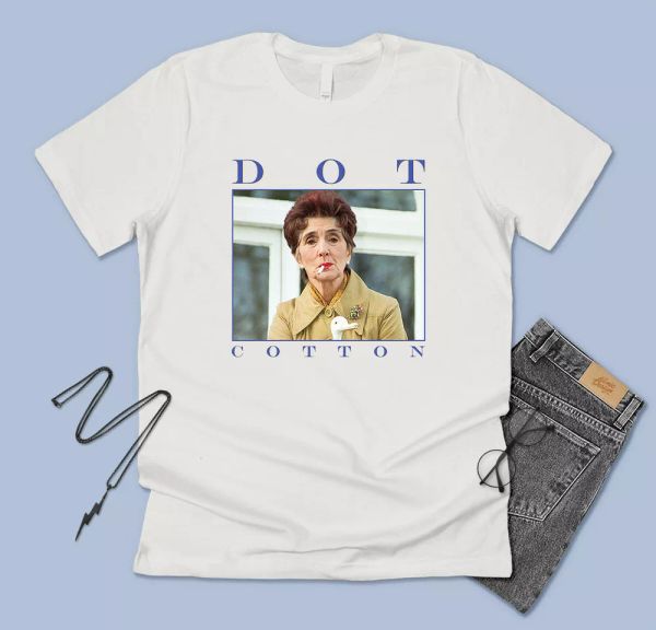 dot cotton homage t-shirt tee funny uk tv legend icon retro gift tribute, White;black
dot cotton homage t-shirt tee funny uk tv legend icon retro gift tribute, White;black