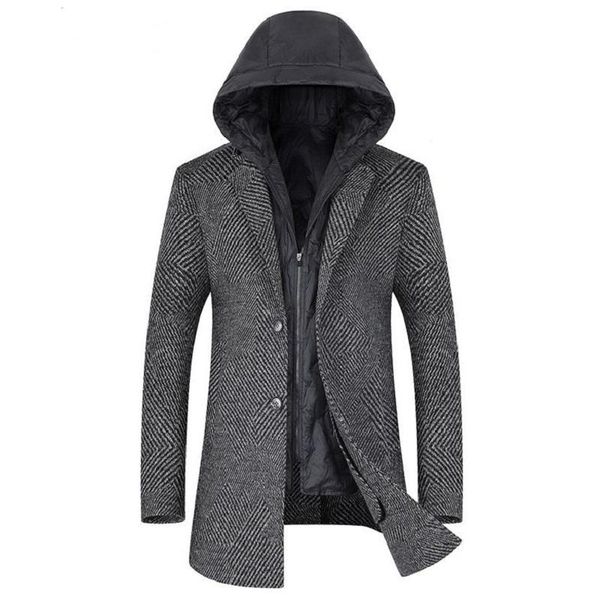 men's wool & blends coat two-piece fashion warm down jacket hooded overcoat woolen cloth gray men, Black
men's wool & blends coat two-piece fashion warm down jacket hooded overcoat woolen cloth gray men, Black