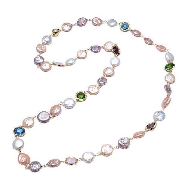 chains gg jewelry natural white purple pink keshi coin pearl colorful crystal glass sweater chain long necklace handmade for women, Silver
chains gg jewelry natural white purple pink keshi coin pearl colorful crystal glass sweater chain long necklace handmade for women, Silver