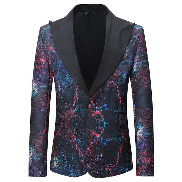 men's suits & blazers men printed starry sky back slit with one button design casual suit, White;black
men's suits & blazers men printed starry sky back slit with one button design casual suit, White;black