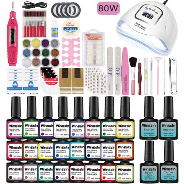 nail art kits wingsin set with 80w uv led lamp dryer 8/16/24 pcs gel polish kit manicure drill for tools
nail art kits wingsin set with 80w uv led lamp dryer 8/16/24 pcs gel polish kit manicure drill for tools