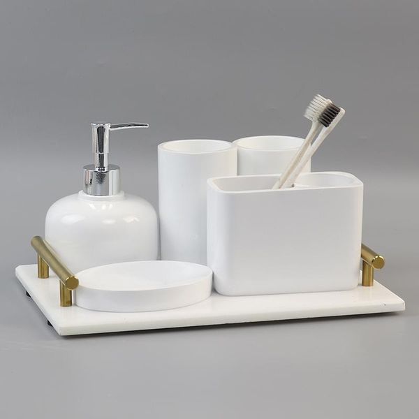 european style simple bathroom 6/piece lotion bottle soap dish mouthwash cup toothbrush kit cosmetic storage tray bath accessory set
european style simple bathroom 6/piece lotion bottle soap dish mouthwash cup toothbrush kit cosmetic storage tray bath accessory set
