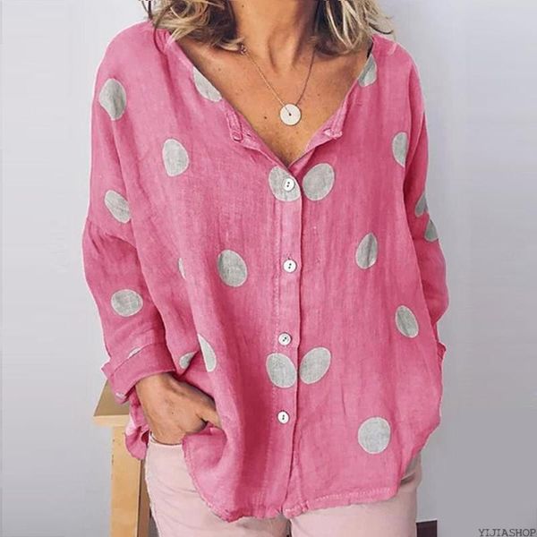 summer loose polka dot printed shirt women's plus size long-sleeved cotton linen shirts ladies white to blouses &
summer loose polka dot printed shirt women's plus size long-sleeved cotton linen shirts ladies white to blouses &