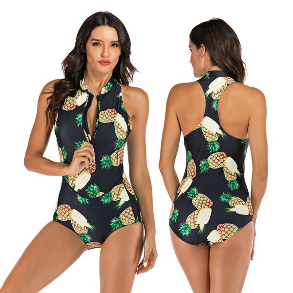 one-piece suits women's high neck one piece swimsuit pineapple printed front zipper retro bating sun
one-piece suits women's high neck one piece swimsuit pineapple printed front zipper retro bating sun