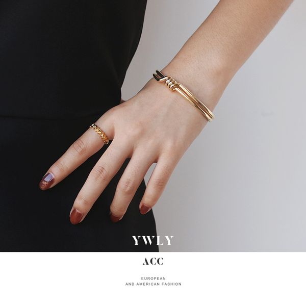 minimalist knot bracelet celi style versatile design spiral creative fashion brass gold plated bracelet ywly, Black
minimalist knot bracelet celi style versatile design spiral creative fashion brass gold plated bracelet ywly, Black
