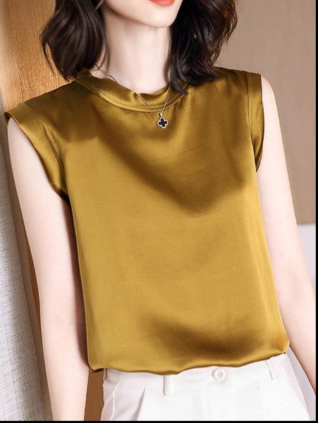 summer silk sleeveless office work women shirts wear casual elegant loose blusas, White
summer silk sleeveless office work women shirts wear casual elegant loose blusas, White