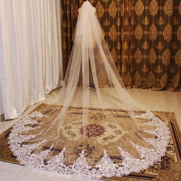 bridal veils real pos 2 layers long lace wedding veil 3 meters white ivory with blusher bride accessories, Black
bridal veils real pos 2 layers long lace wedding veil 3 meters white ivory with blusher bride accessories, Black
