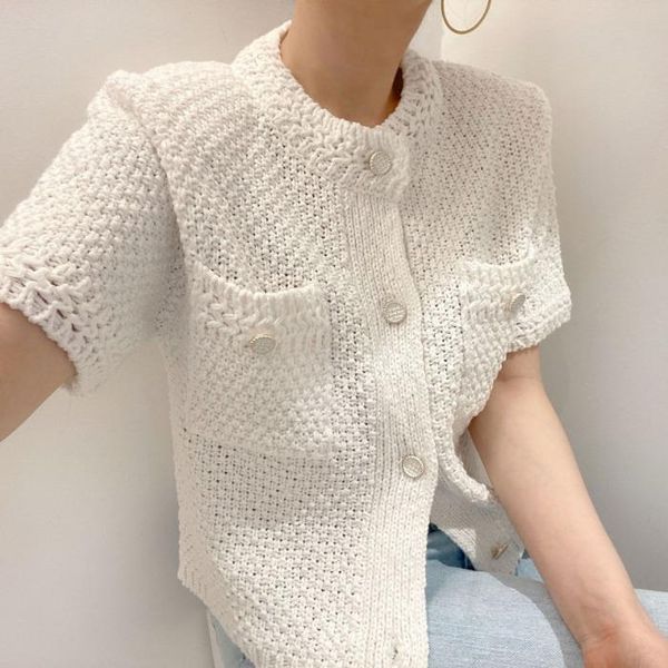 women's jackets summer korean chic simple and versatile round neck single-breasted design loose solid color short-sleeved hollow knit s, Black;brown
women's jackets summer korean chic simple and versatile round neck single-breasted design loose solid color short-sleeved hollow knit s, Black;brown