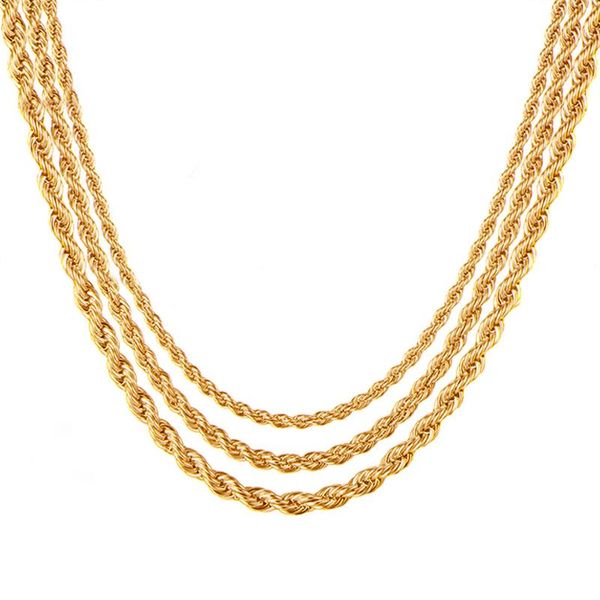 chains 2.5/3mm gold color stainless steel twisted rope link necklace for men women hip hop chain jewelry gifts, Silver
chains 2.5/3mm gold color stainless steel twisted rope link necklace for men women hip hop chain jewelry gifts, Silver