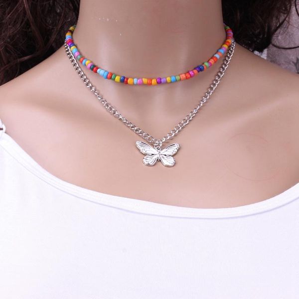 pendant necklaces bohemia choker set fashion creative butterfly colorful beaded necklace for women girls sweater decor chain, Silver
pendant necklaces bohemia choker set fashion creative butterfly colorful beaded necklace for women girls sweater decor chain, Silver
