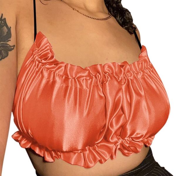 women's tanks & camis women spaghetti straps ruffles crop satin shiny neon solid color ruched camisole tied bandage backless vest 5, White
women's tanks & camis women spaghetti straps ruffles crop satin shiny neon solid color ruched camisole tied bandage backless vest 5, White