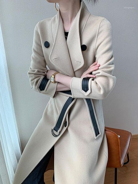 autumn and winter 2021 mid long double faced cashmere overcoat for women women's wool & blends, Black
autumn and winter 2021 mid long double faced cashmere overcoat for women women's wool & blends, Black