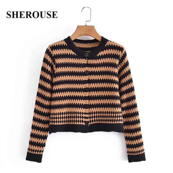 women's knits & tees sherouse women fall winter vintage cropped knitted cardigan long sleeves o-neck single-breasted casual woman strip, White
women's knits & tees sherouse women fall winter vintage cropped knitted cardigan long sleeves o-neck single-breasted casual woman strip, White