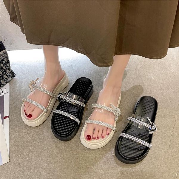 slippers platform women's flats flip flops summer wear thick-soled rhinestones transparent pregnant women non-slip beach sandals, Black
slippers platform women's flats flip flops summer wear thick-soled rhinestones transparent pregnant women non-slip beach sandals, Black